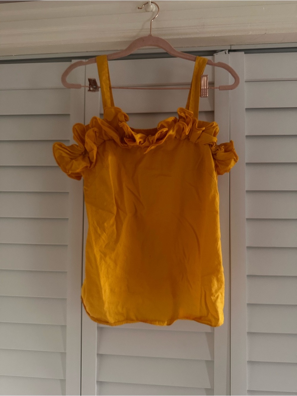 Amanda Uprichard Golden Yellow Ruffle Square-Neck Camisole